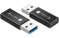 Techly Adapter USB-A M auf USB-C F, USB 3.0, schwarz - Adapter - Digital/Daten von LumaTech