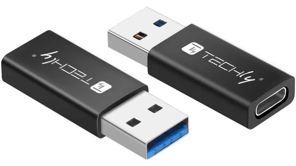 Techly Adapter USB-A M auf USB-C F, USB 3.0, schwarz - Adapter - Digital/Daten, Ansicht 2