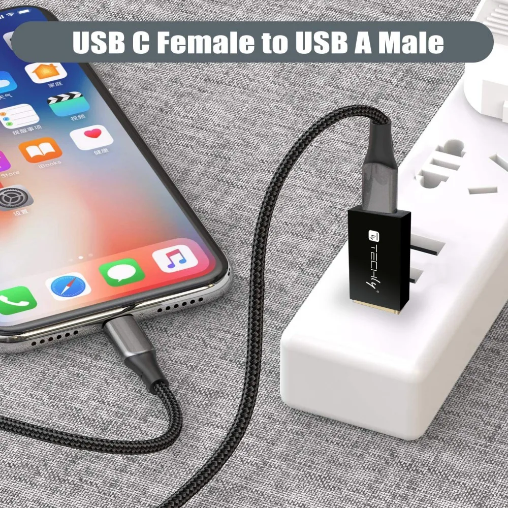 Techly Adapter USB-A M auf USB-C F, USB 3.0, schwarz - Adapter - Digital/Daten, Ansicht 6