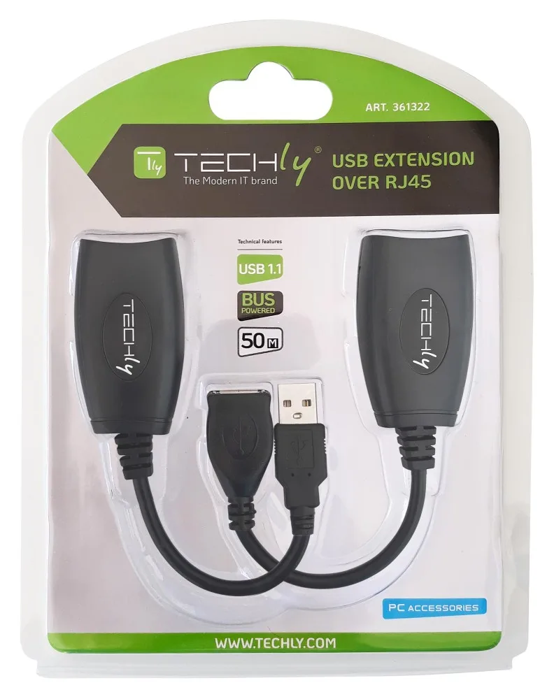 Techly IUSB-EXTENDTY5 - USB - RJ-45 - Schwarz, Ansicht 2