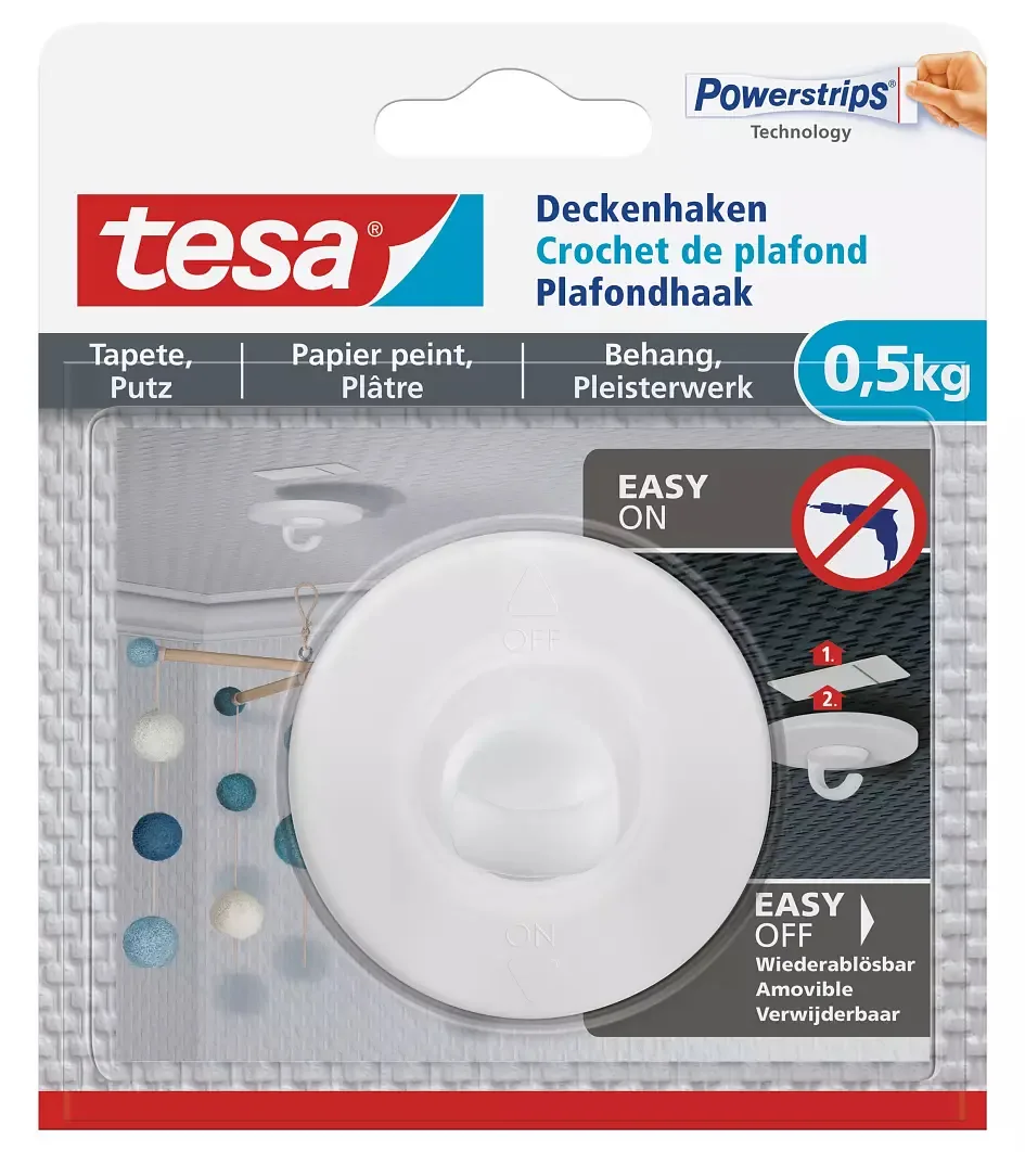 Tesa 77781-00000-00 - Indoor - Universalhaken - Weiß - Kunststoff - Klebestreifen - 0,5 kg, Ansicht 2