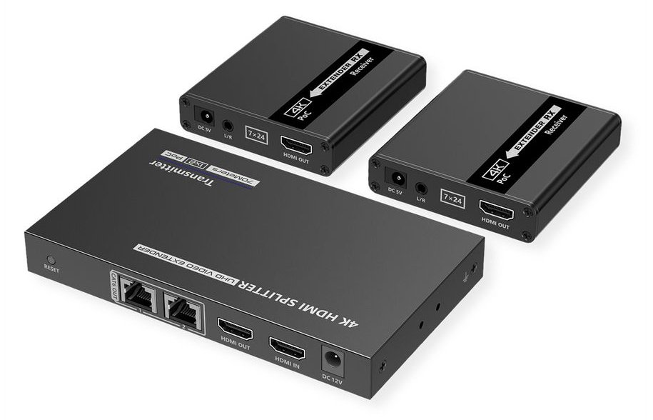 VALUE 1x2 HDMI Splitter+ Extenderüber TP 4K30Hz 40m - Digital/Display/Video