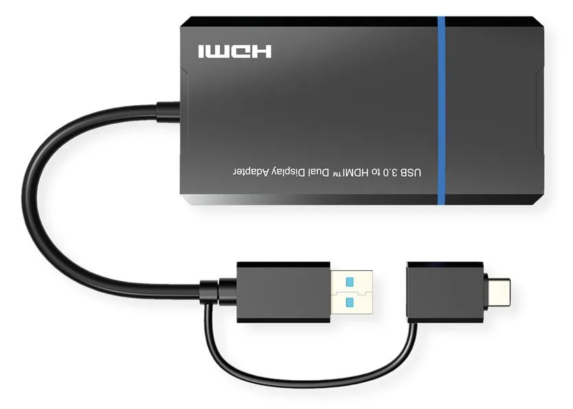 VALUE Display Adapter USB Typ A C - Dual HDMI 4K30+ 1080P ST/BU - Adapter - Digital/Daten, Ansicht 4