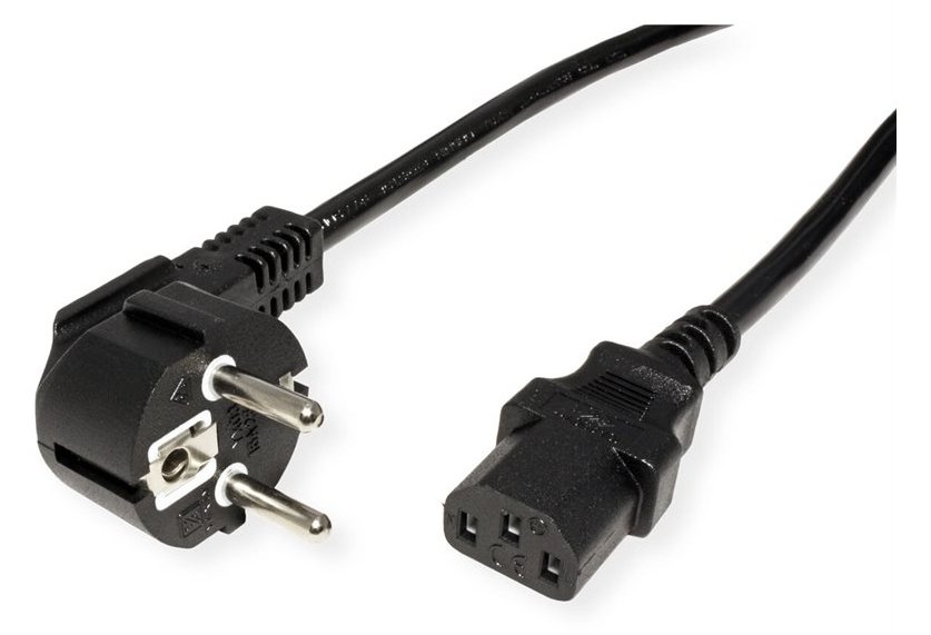 VALUE Netzkabel CEE7/7 gewinkelt+ IEC-C13gerade 3x1.5mm2 3m - Strom/Netzteil - 3 m