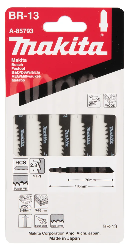 Makita BR-13 - Sägeblattset für Stichsäge - für Holz, Sperrholz, Ansicht 2