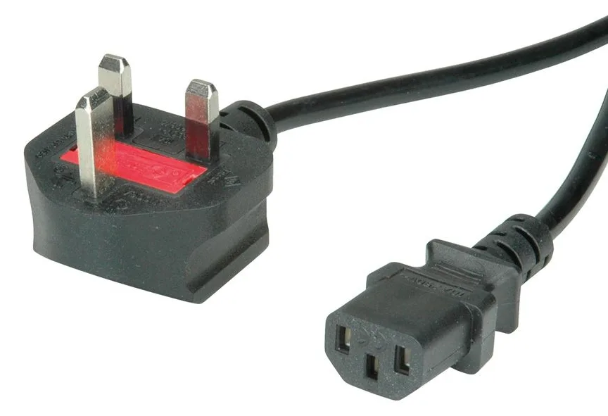 VALUE Stromkabel - BS 1363 (M) gewinkelt bis IEC 60320 C13 gerade, Ansicht 2