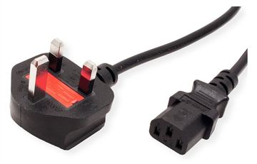 VALUE Stromkabel - BS 1363 (M) gewinkelt bis IEC 60320 C13 gerade von LumaTech