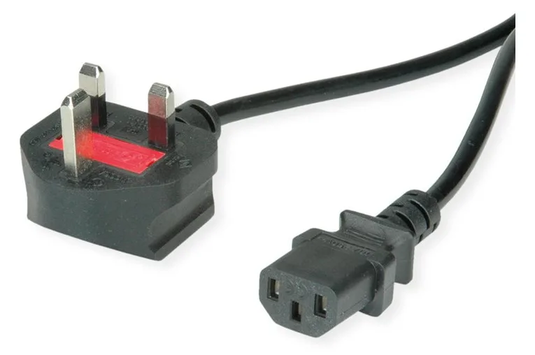 VALUE Stromkabel - BS 1363 (M) gewinkelt bis IEC 60320 C13 gerade, Ansicht 3