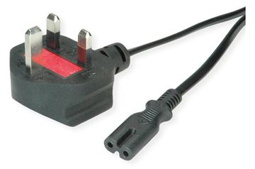 VALUE Stromkabel - BS 1363 (M) gewinkelt bis IEC 60320 C7 gerade von LumaTech
