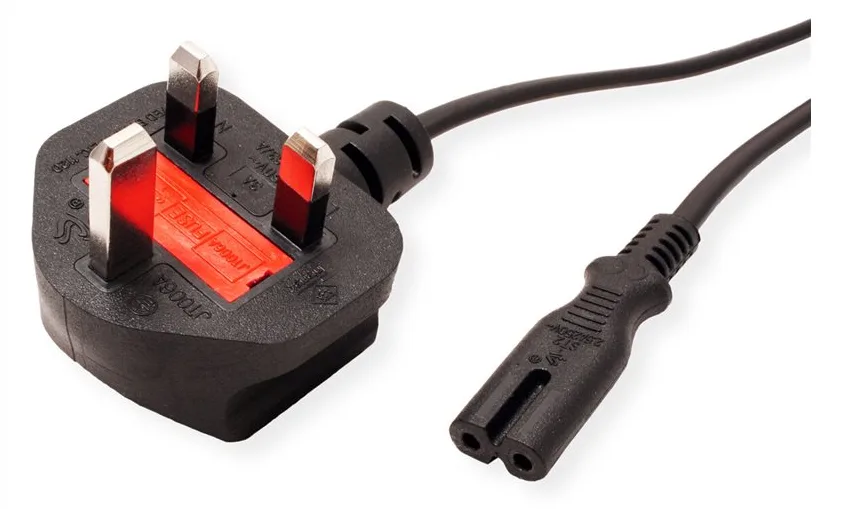 VALUE Stromkabel - BS 1363 (M) gewinkelt bis IEC 60320 C7 gerade, Ansicht 3