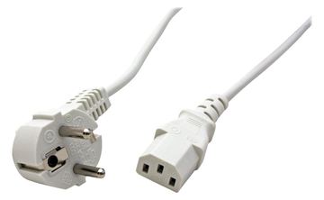 VALUE Stromkabel - CEE 7/7 gewinkelt zu IEC 60320 C13 - Weiß von LumaTech