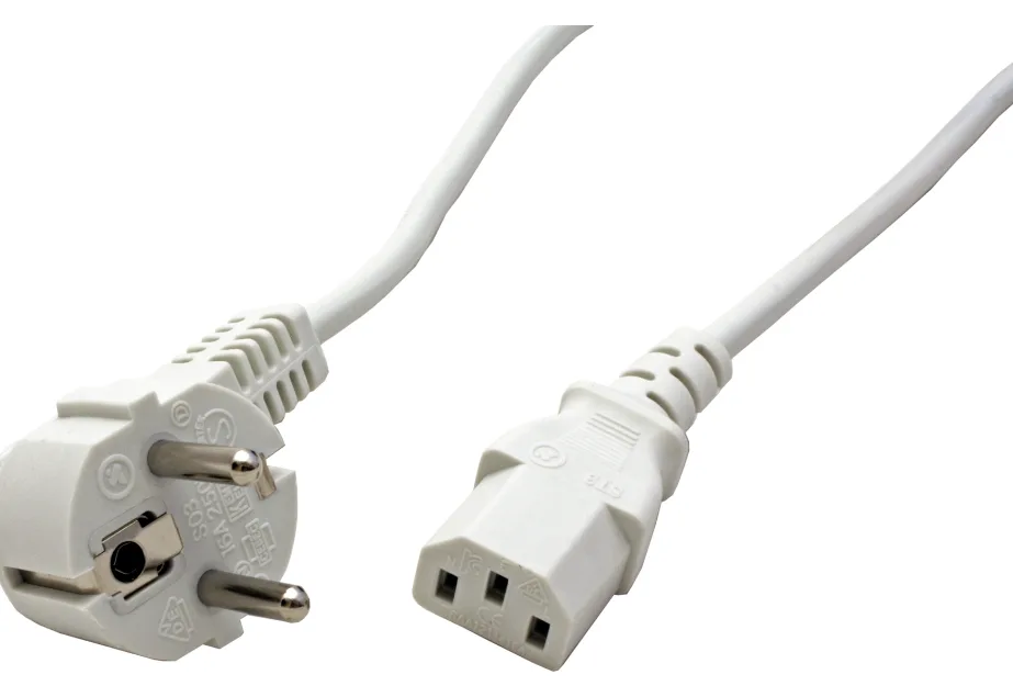 VALUE Stromkabel - CEE 7/7 gewinkelt zu IEC 60320 C13 - Weiß, Ansicht 2