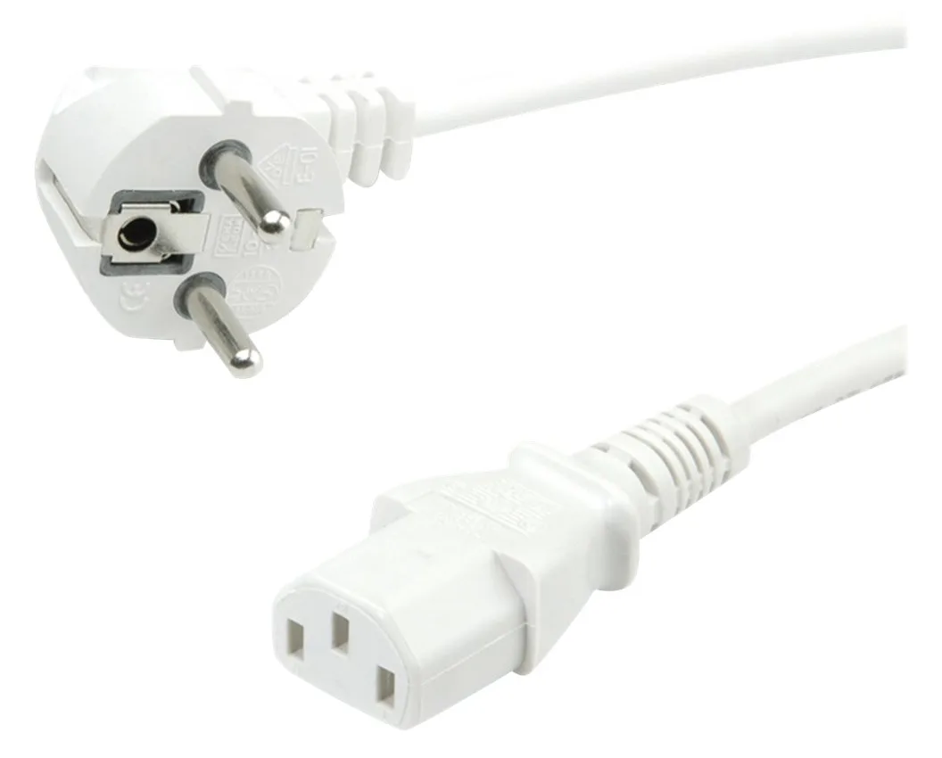 VALUE Stromkabel - CEE 7/7 gewinkelt zu IEC 60320 C13 - Weiß, Ansicht 3