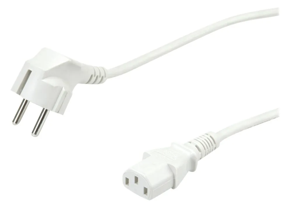VALUE Stromkabel - CEE 7/7 gewinkelt zu IEC 60320 C13 - Weiß, Ansicht 4