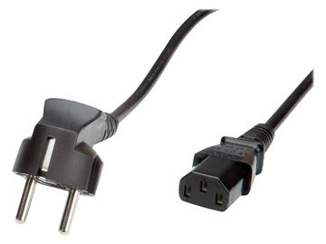 VALUE Stromkabel - CEE 7/7 gewinkelt zu IEC 60320 C13 - Schwarz von LumaTech