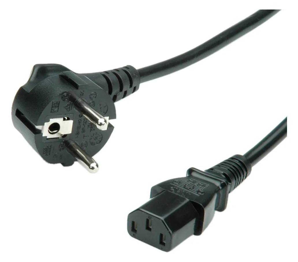 VALUE Stromkabel - CEE 7/7 gewinkelt zu IEC 60320 C13 - Schwarz, Ansicht 2