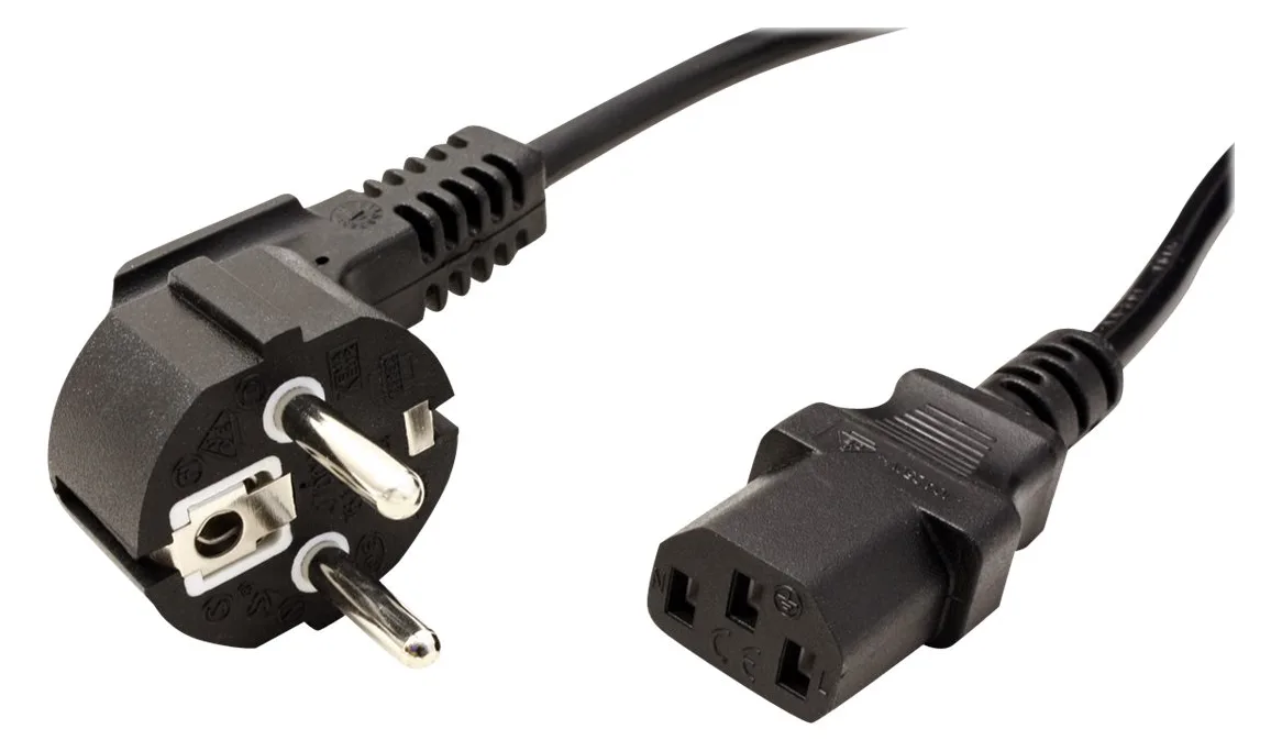 VALUE Stromkabel - CEE 7/7 gewinkelt zu IEC 60320 C13 - Schwarz, Ansicht 3