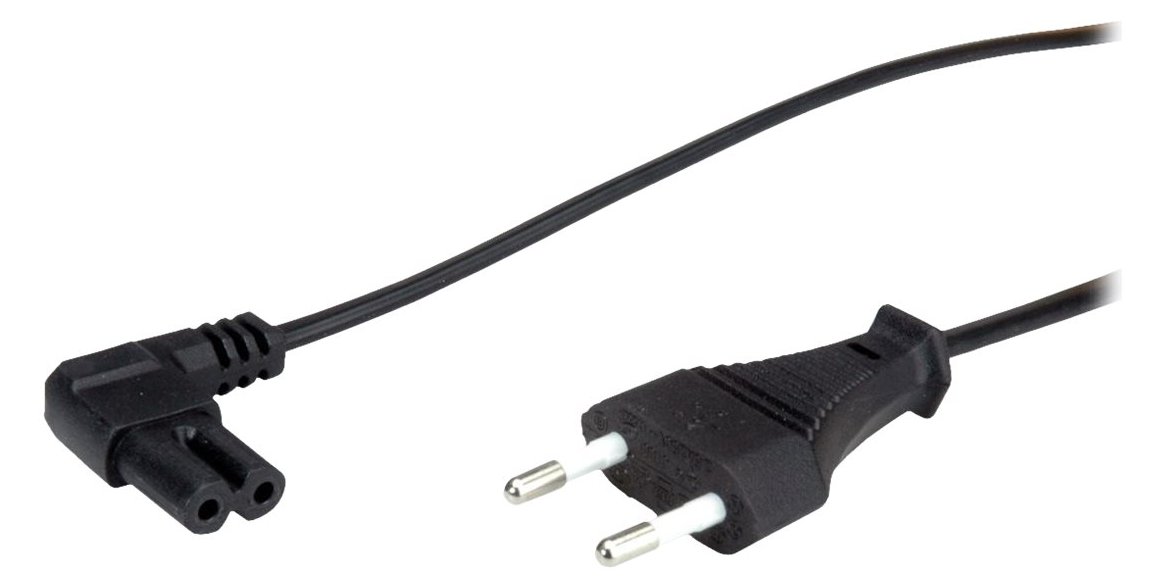 VALUE Stromkabel - Eurostecker gerade zu IEC 60320 C7 gewinkelt