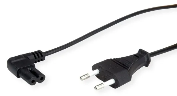 VALUE Stromkabel - Eurostecker gerade zu IEC 60320 C7 gewinkelt, Ansicht 2