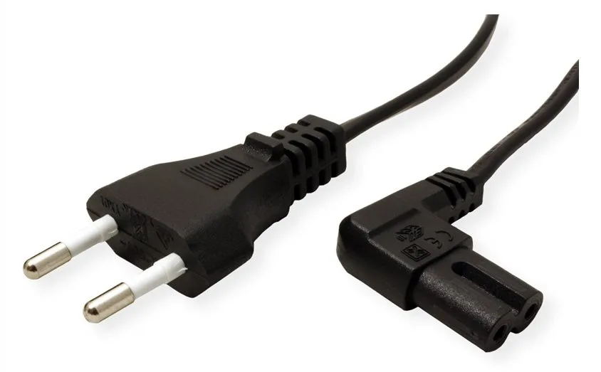 VALUE Stromkabel - Eurostecker gerade zu IEC 60320 C7 gewinkelt, Ansicht 3