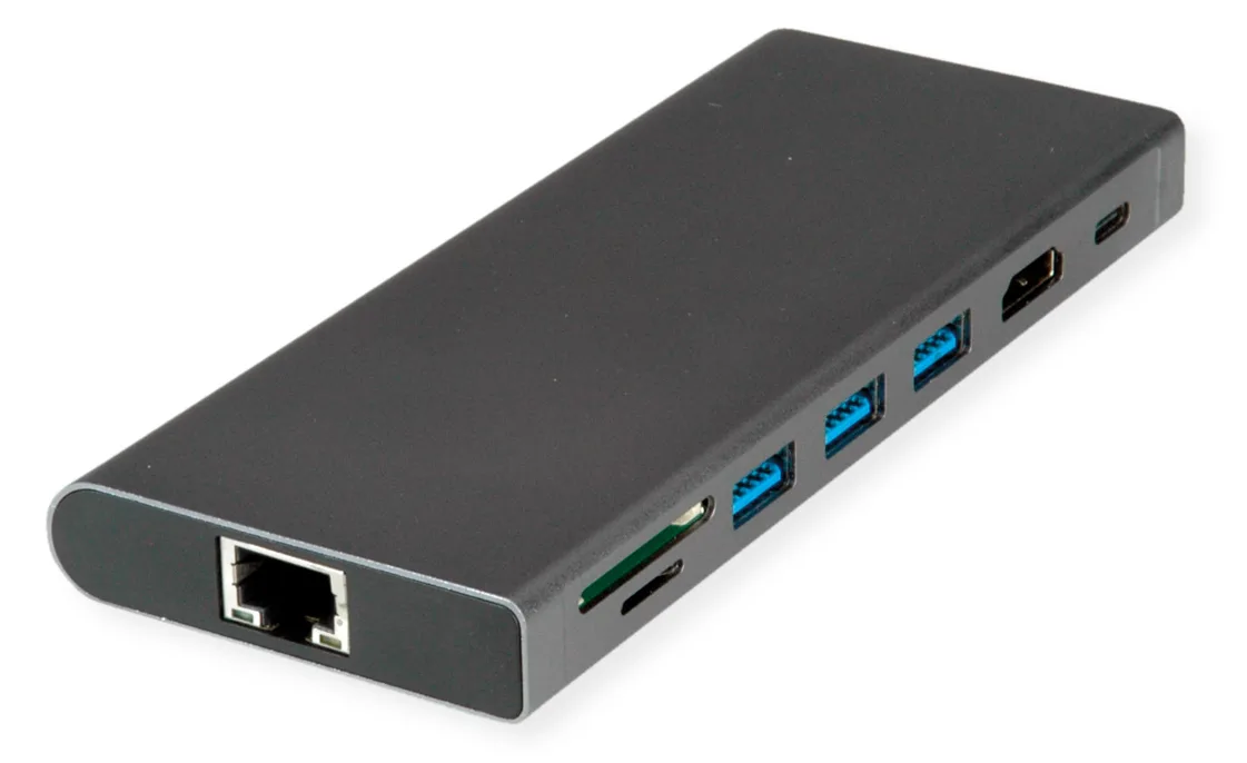 VALUE USB-C Dock HDMI+GbE+3xA+1xC+ 1xTF/SD+1xC PD 1x Audio 4K - Audio/Multimedia - Digital/Daten, Ansicht 2