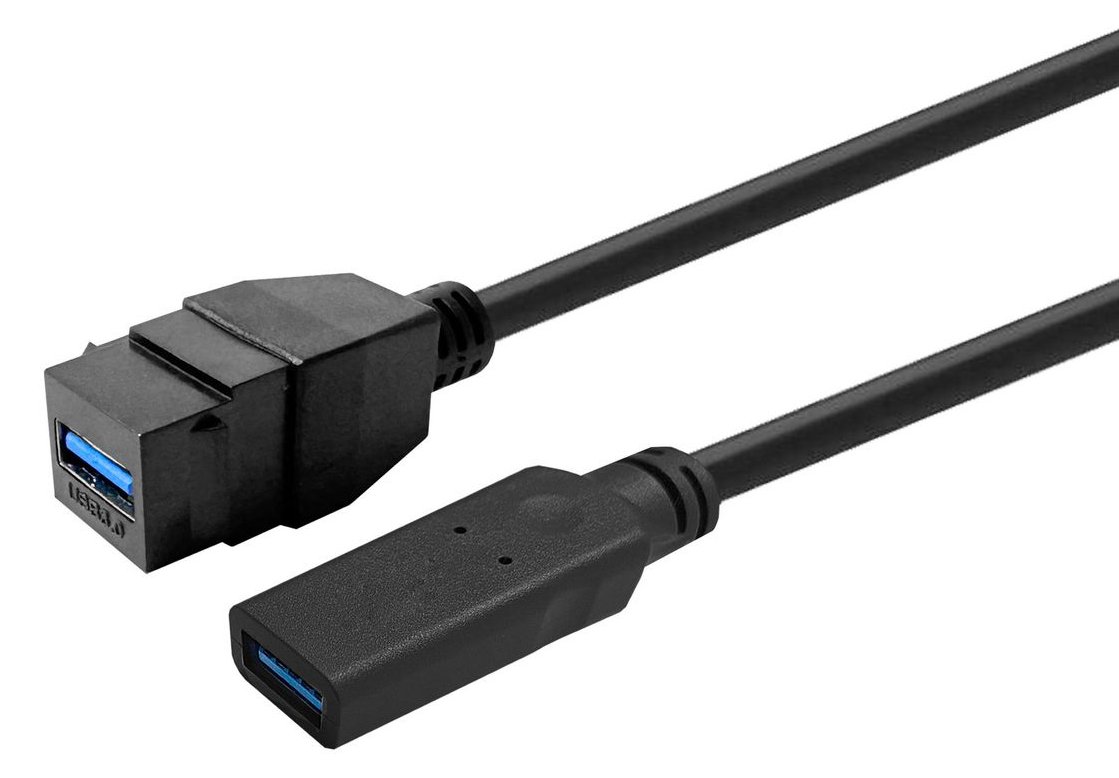 VivoLink Keystone Black USB3.0 A-Female to A-Male - Digital/Daten von LumaTech