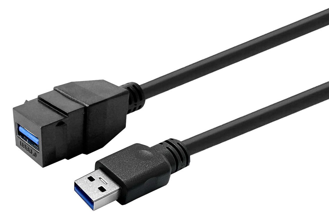 VivoLink Keystone Black USB3.0 A-Female to A-Male - Digital/Daten - Digital/Display/Video