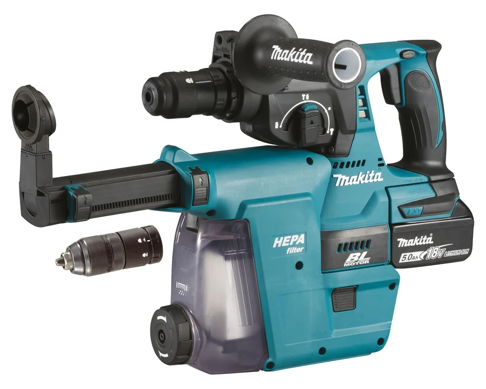 Makita DHR243RTJW Akku-Bohr-/Meißelhammer inkl. MAKPAC + 2 Akkus 5.0Ah + Absaugeinheit, Ansicht 3