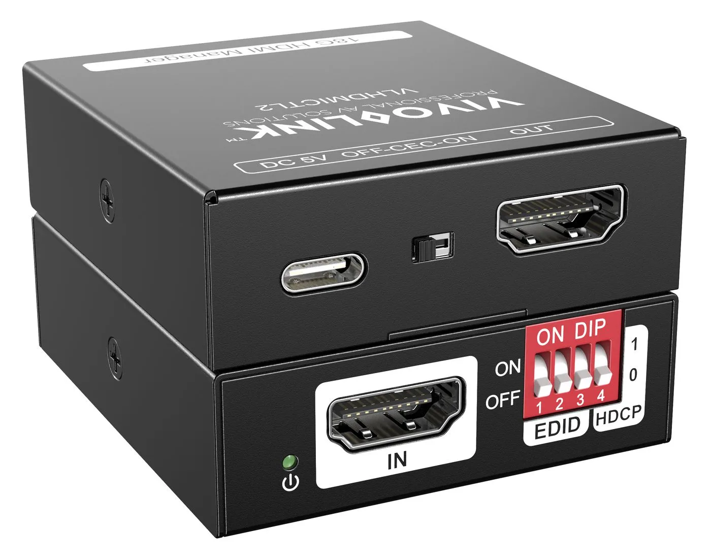 VivoLink VLHDMICTL2 - 3840 x 2160 Pixel - 18 Gbit/s - Schwarz - HDMI - USB Typ-C - 5 V, Ansicht 3
