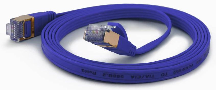 WANTEC Flaches CAT6A FTP Patchkabel - 1 m - Cat6a - F/UTP (FTP) - RJ-45 - RJ-45 - Blau