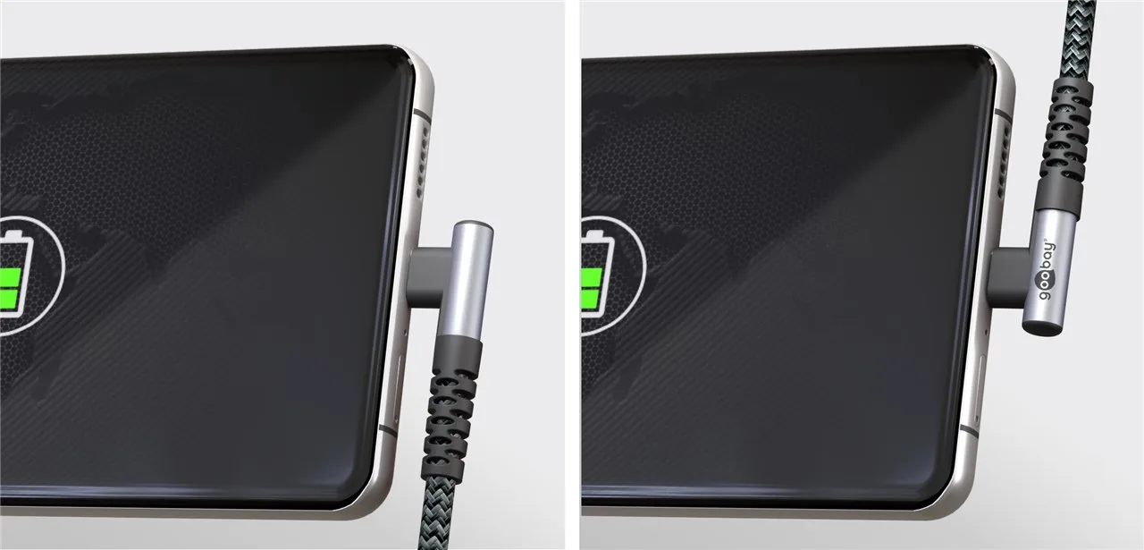 Wentronic Goobay USB-C -auf-USB-A-Textilkabel mit Metallsteckern spacegrau/silber 90° 1 m - Digital/Daten - 1 m, Ansicht 4