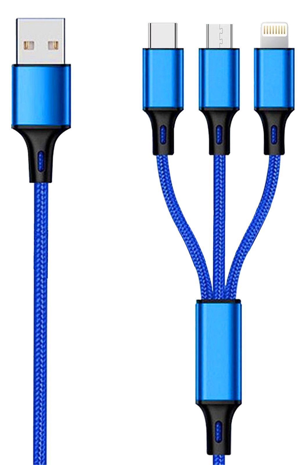 2GO 797151 - 1,5 m - USB B - USB C/Micro-USB B/Lightning - Schwarz - Blau