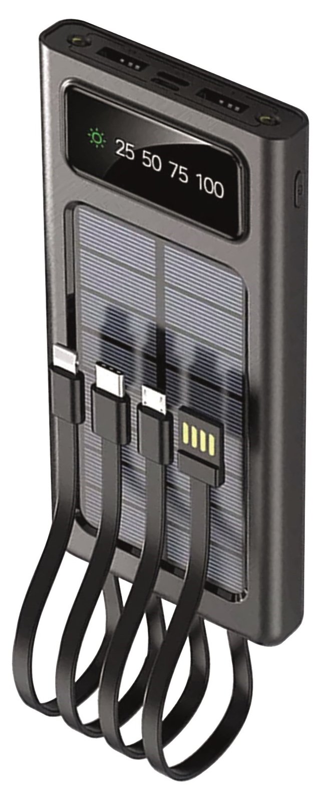 2GO Powerbank Solar 10000mAh mit LED Taschenlampe schwarz - Micro (AAA)