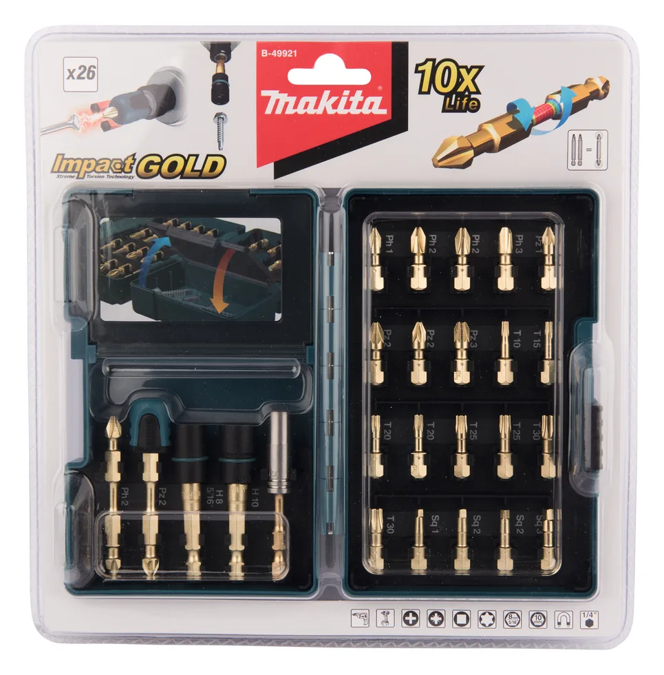 Makita Impact Gold - Schraubenziehersatz - torx, phillips, pozidriv, square, Ansicht 2