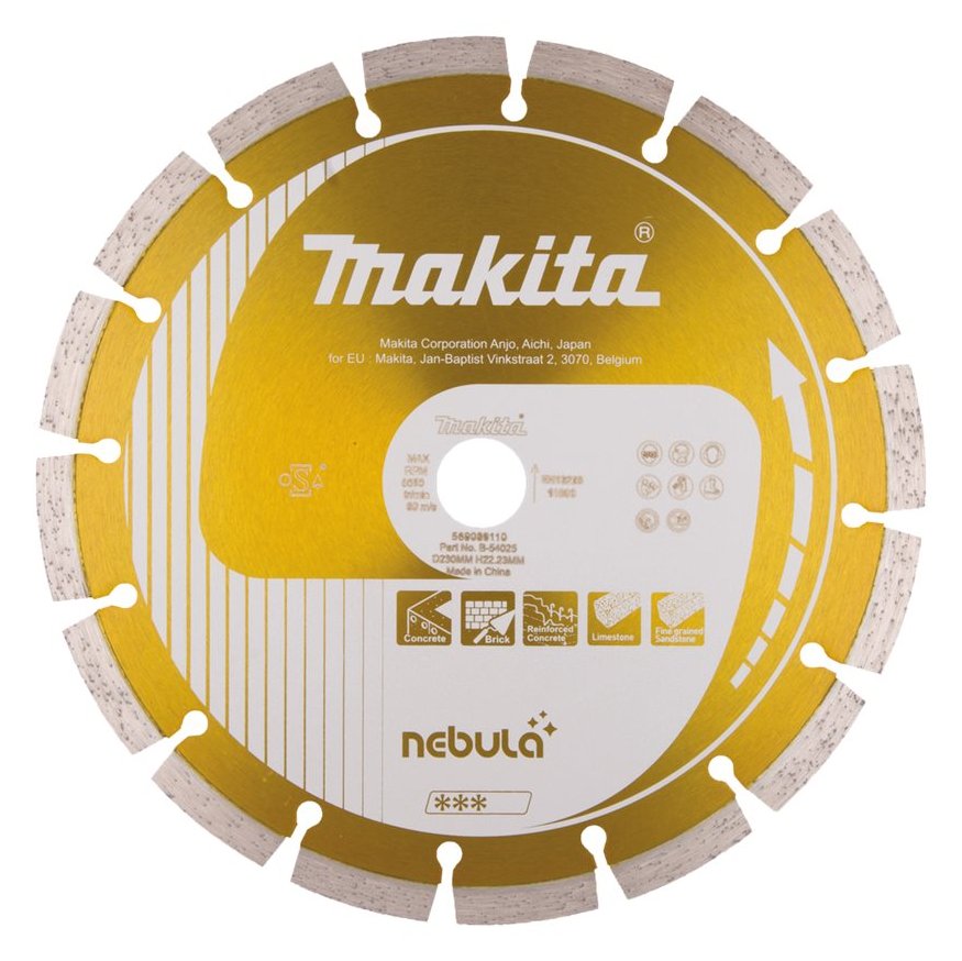 Makita Nebula - Diamant-Schneidscheibe - für Beton, Kalkstein, Stahlbeton, Ziegelsteine, feinkörniger Sandstein