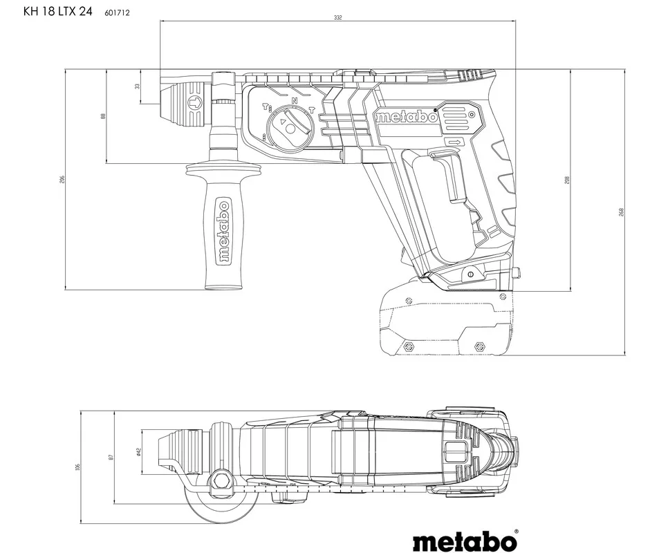Metabo KH 18 LTX 24 - SDS Plus - Schwarz - 2,4 cm - 1400 RPM - 2,1 J - 5200 BPM, Ansicht 3