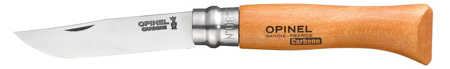 Opinel 000402 - Messer mit Feststellklinge - Camper/scout - Karbonstahl - Holz - Edelstahl - 1 Werkzeug