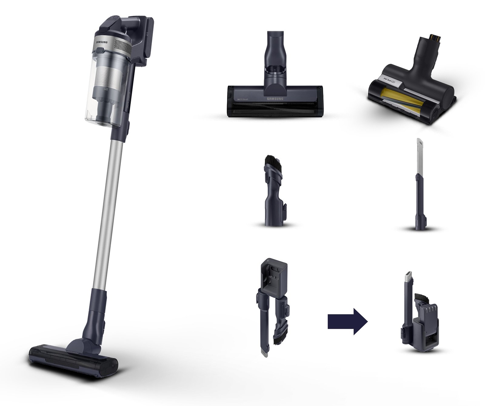 Samsung VS15A60AGR5 Stick vacuum Battery Dry Bagless 0.8 L 410 W Black Silver