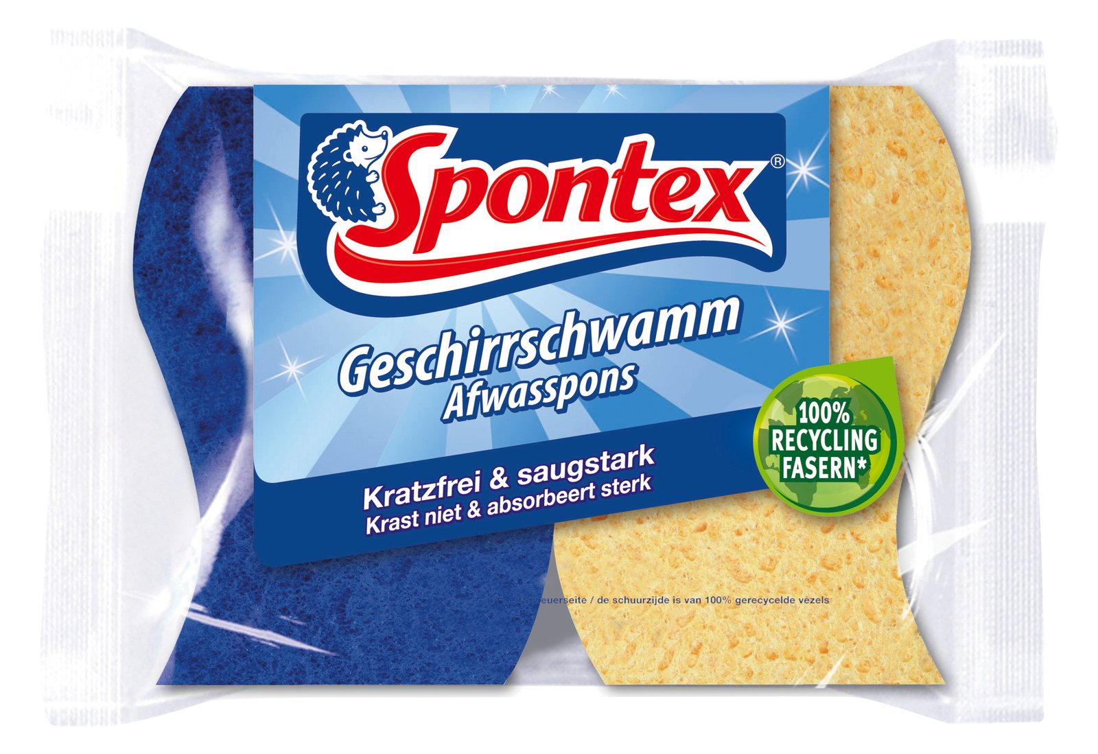 Spontex Geschirrschwamm - Blau - Gelb - Maschinenwäsche - Monochromatisch - 2 Stück(e)