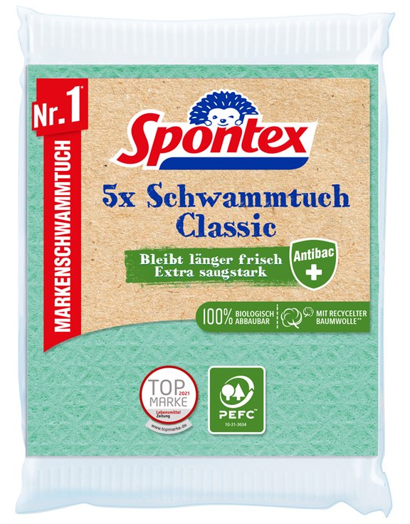 Spontex Schwammtuch Antibac PEFC - Mehrfarbig - 60 °C - 5 Stück(e) - Plastikbeutel