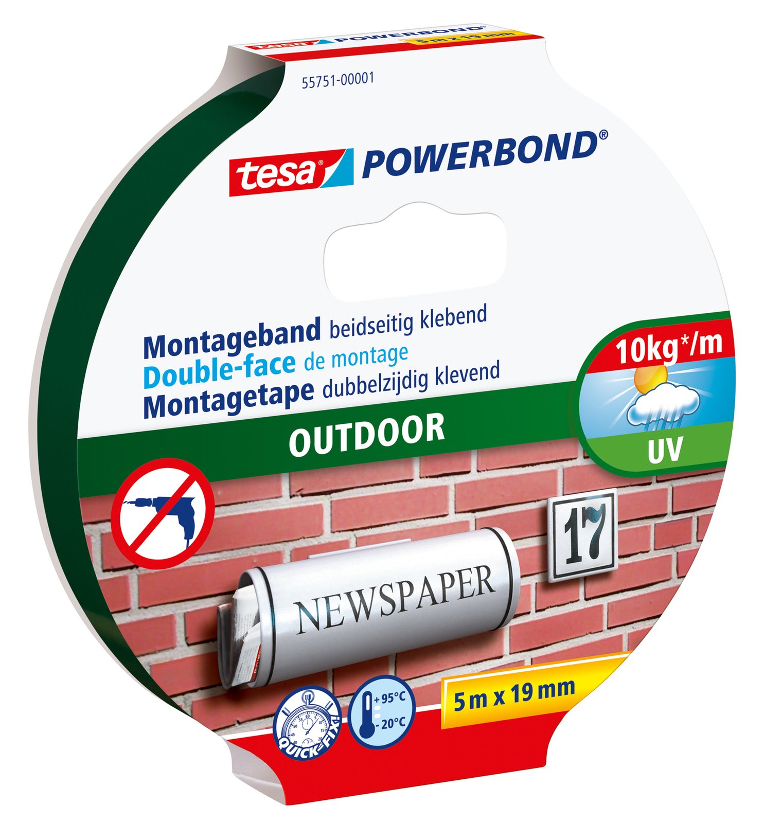 Tesa Powerbond - Doppelseitiges Klebeband - 19 mm x 5 m