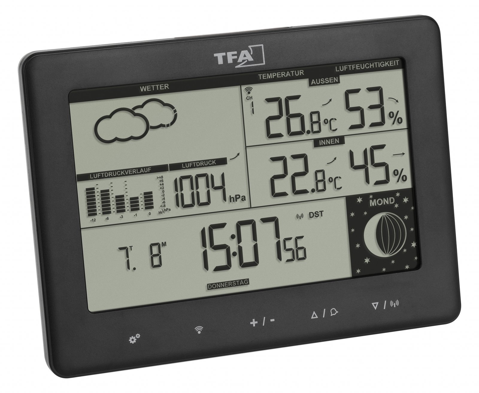 TFA Elements - Schwarz - Barometer - Hygrometer - Thermometer - Innen & Außen - Kunststoff -10 - 50 °C