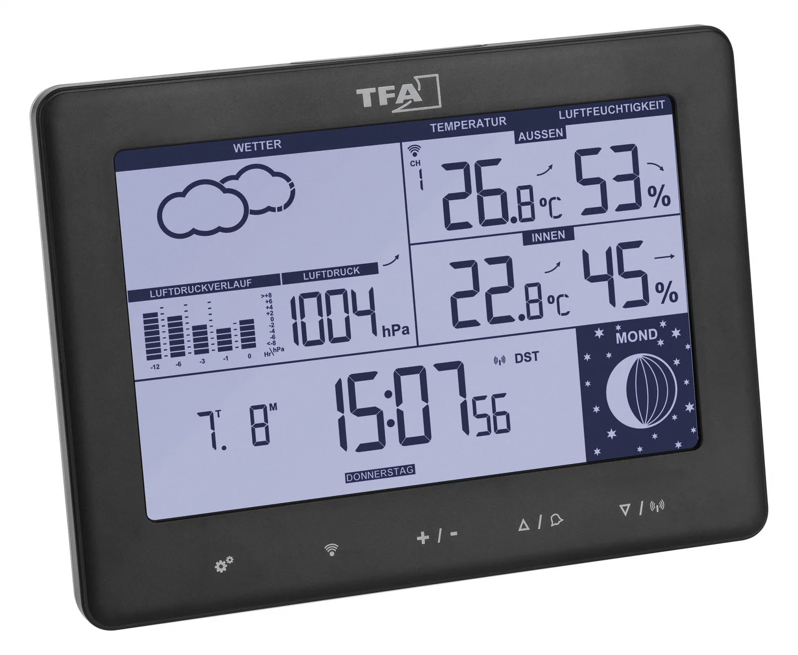 TFA Elements - Schwarz - Barometer - Hygrometer - Thermometer - Innen & Außen - Kunststoff -10 - 50 °C, Ansicht 2