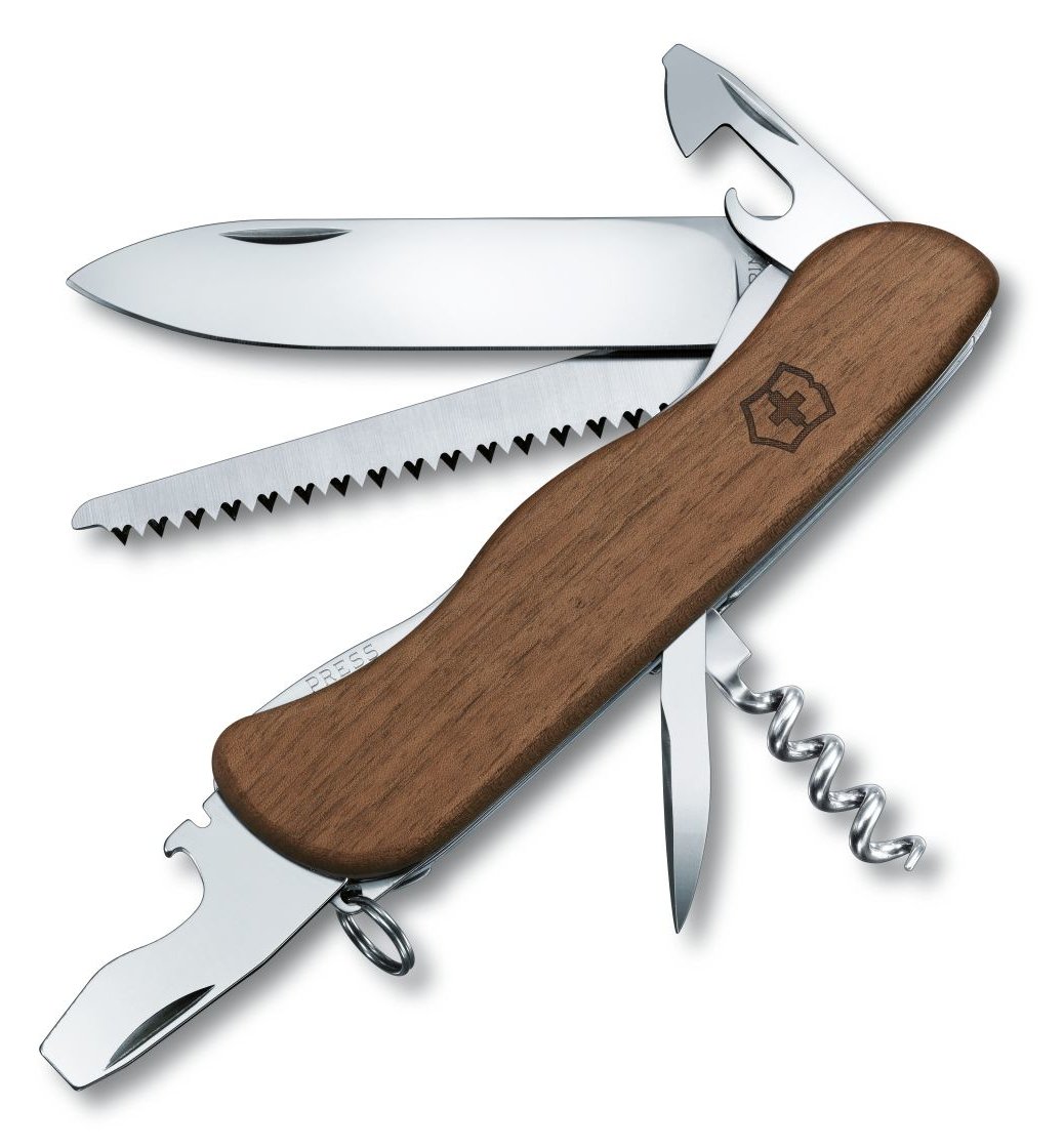 Victorinox Forester Wood - Messer mit Feststellklinge - Multi-Tool-Messer - Clippunkt - Walnuss - Walnuss - 10 Werkzeug