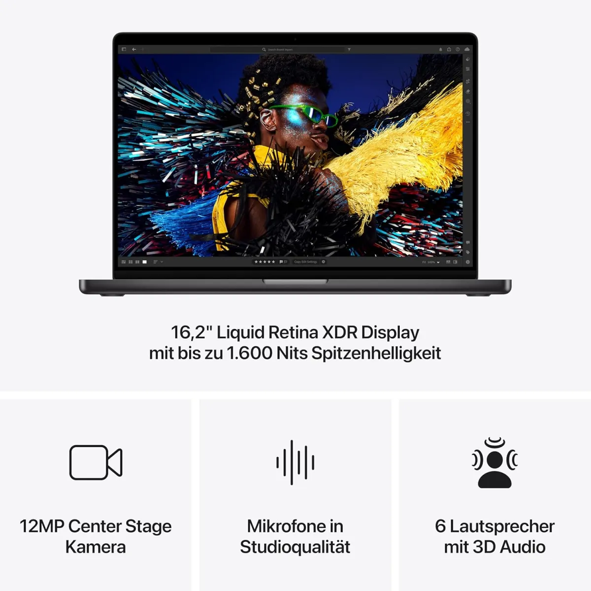 Apple 2024 MacBook Pro Laptop mit M4 Max Chip mit 14-Core CPU und 32-Core GPU: 16,2" Liquid Retina XDR Display, 36 GB gemeinsamer Arbeitsspeicher, 1 TB SSD Speicher; Space Schwarz — Bild 5