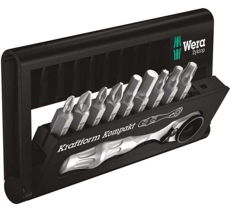 Wera Bit-Check 10 Zyklop Mini 1 - Knarrenschraubendreher mit Bit-Satz
