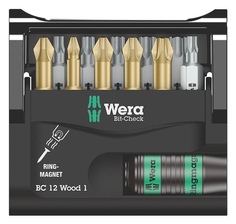 Wera Bit-Check 12 Wood 1 - Schraubendreherbit und Bit-Halterset