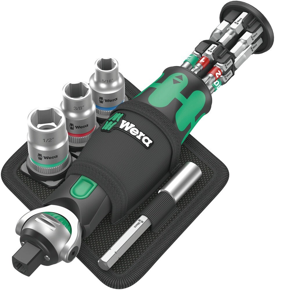 Wera Zyklop 8009 Pocket Imperial Set 2 - Ratschengriff mit Steckschlüssel- und Bit-Set