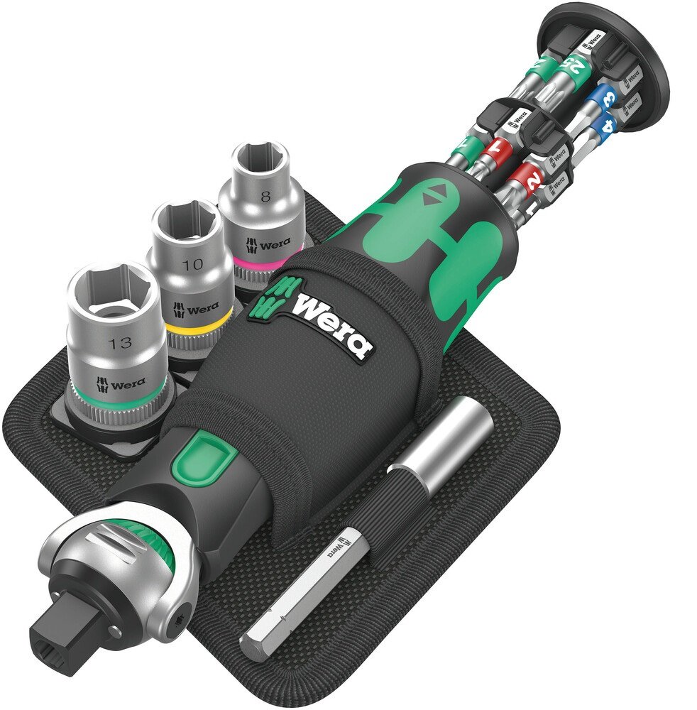 Wera Zyklop 8009 Pocket Set 2 - Schraubendreher mit Ratschenfunktion und Bit- sowie Steckschlüsselsatz