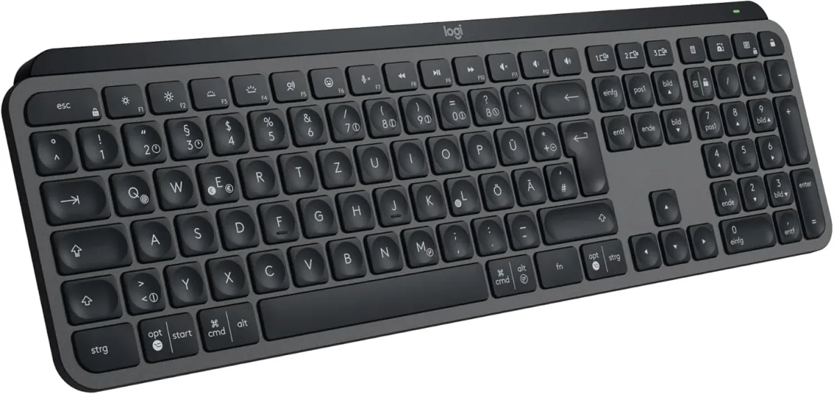Logitech MX Keys S kabellose Tastatur, Low Profile, Fluid Quiet Typing, Programmable, Backlighting, Bluetooth, USB C Rechargeable, für Windows PC, Linux, Chrome, Mac, Deutsches QWERTZ - Grau